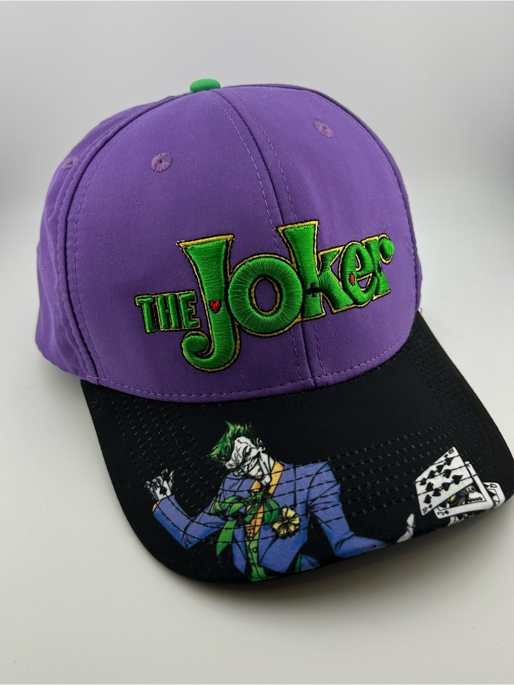 Six Flags DC Comics The Joker Snapback Hat Purple Green Batman Adjustable Cap